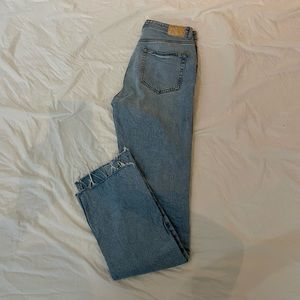 Zara Split Hem High Rise Full Length Jeans
